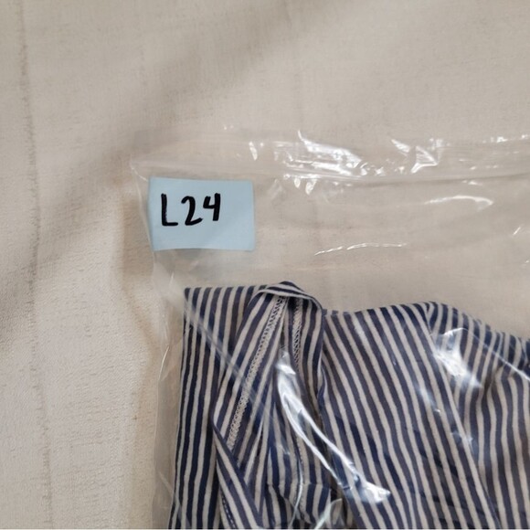 Theory Blue Striped Front Twist Linen Blend T-Shirt Dress Size Small - Picture 9 of 9